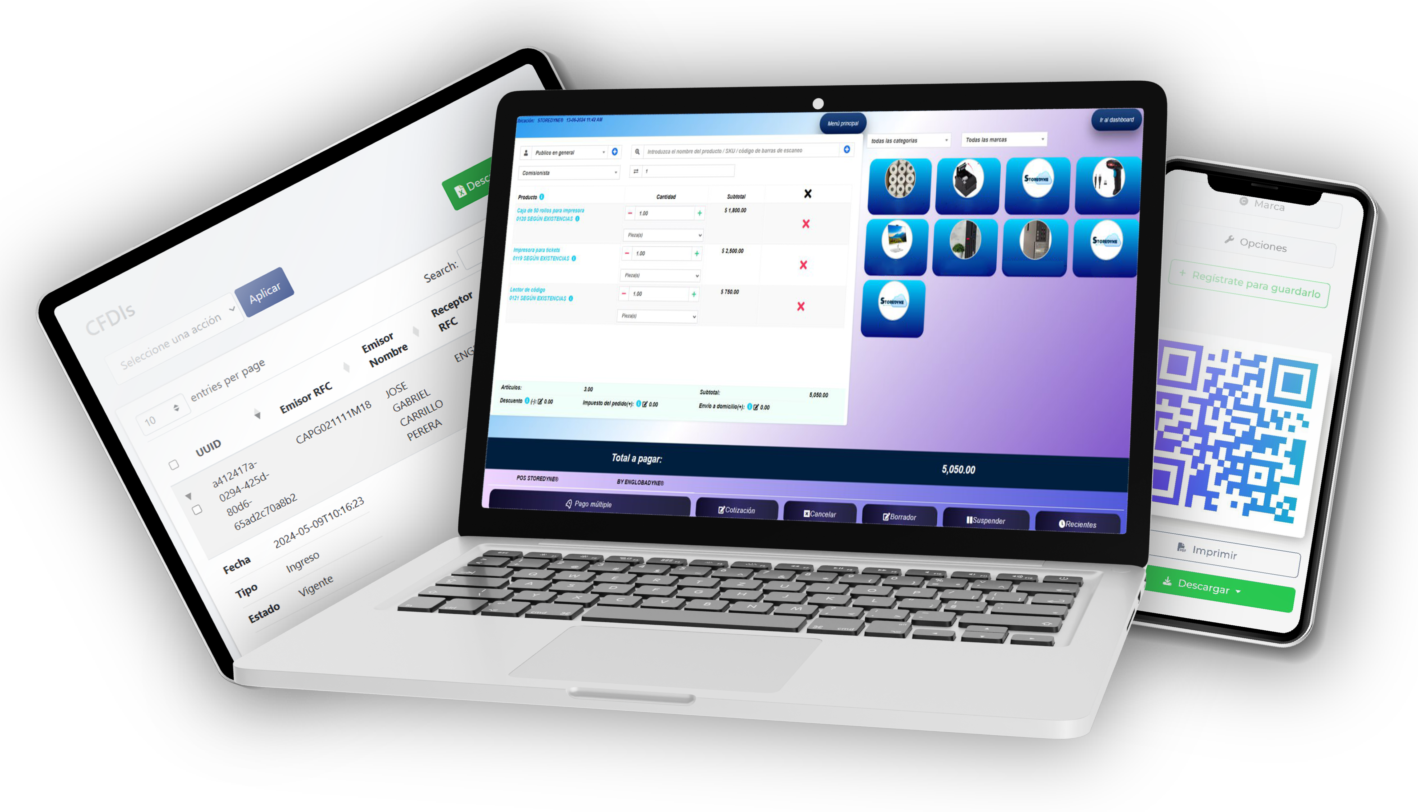 Vista previa de la plataforma Storedyne en laptop